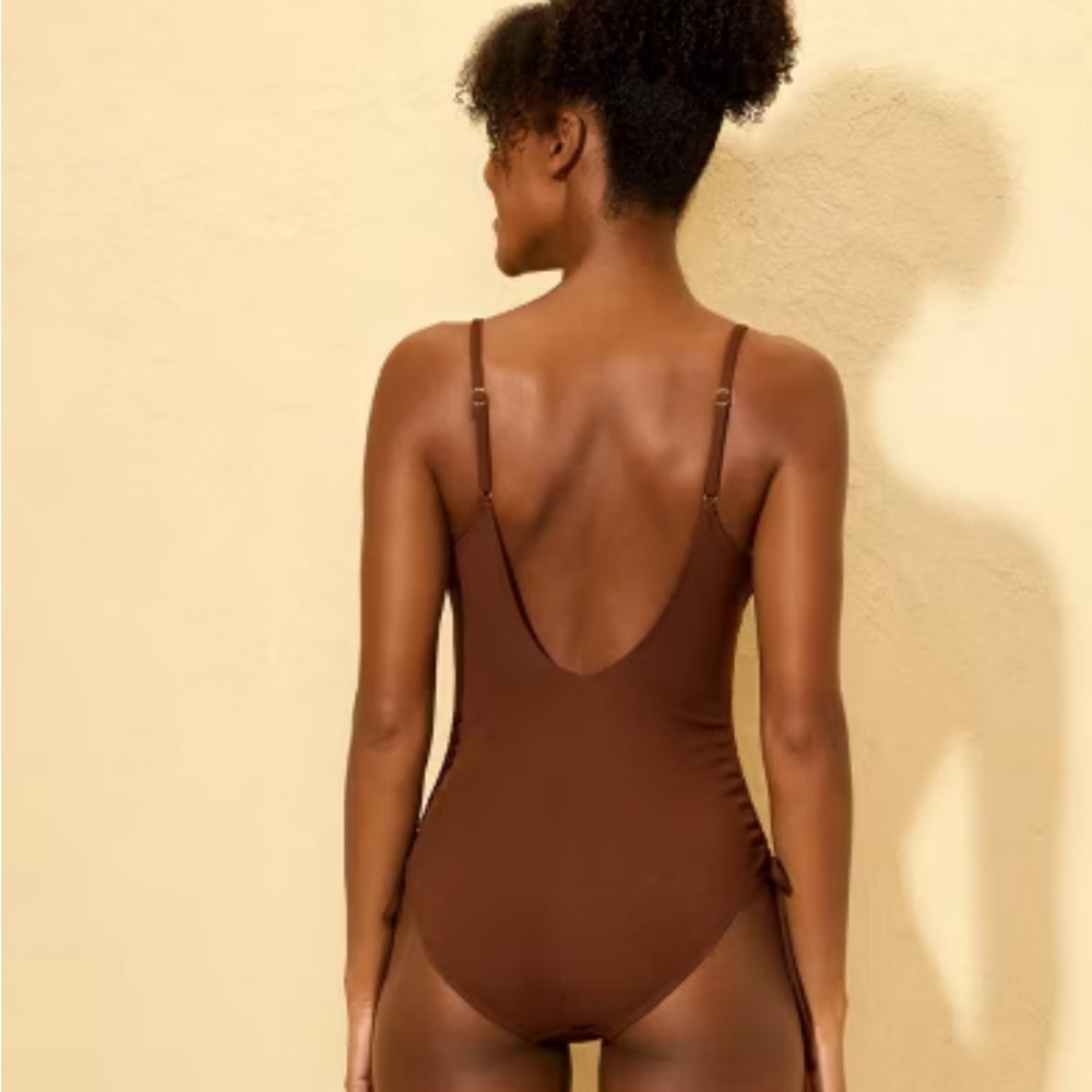 Women's Ribbed Adjustable Drawstring Medium Coverage One Piece Swimsuit - Picture 2 of 5